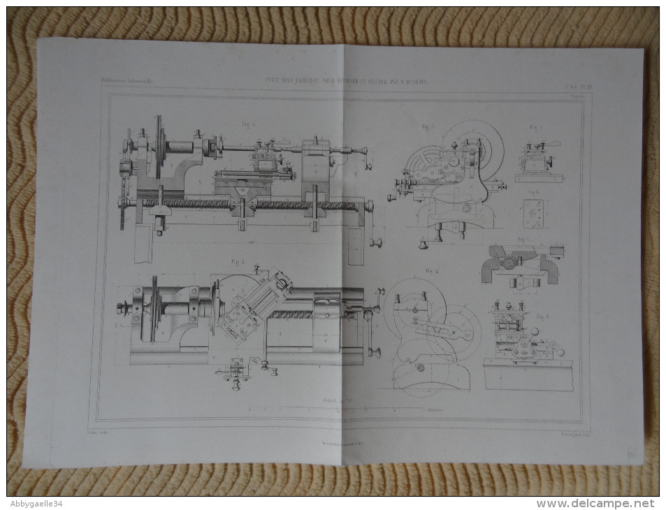 PETIT TOUR POUR TOURNER ET FILETER, PAR M. DESHAYS Publication Industrielle Dulos, Chardon, Armengaud - Machines