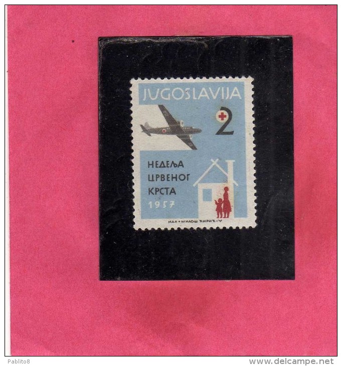 JUGOSLAVIA YUGOSLAVIA 1957 RED CROSS AIR MAIL SURCHARGE CROCE ROSSA POSTA AEREA CROIX ROUGE MNH - Nuovi