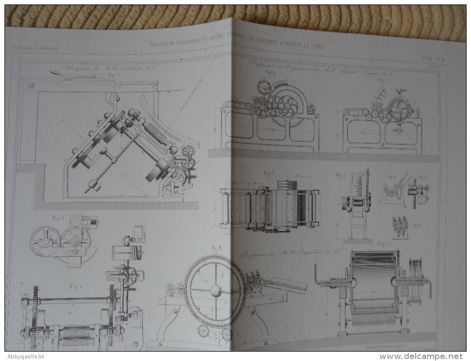 CHARGEUSE MECANIQUE ET DIVERS SYSTEMES DE MACHINES A PEIGNER LA LAINE Publication Industrielle Dulos, Chardon, Armengaud - Macchine