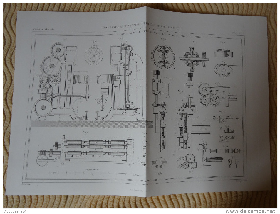 BANC A BROCHES EN FIN A MOUVEMENT DIFFERENTIEL CONSTRUIT PAR M. PIHET Publication Industrielle Dulos, Chardon, Armengaud - Macchine