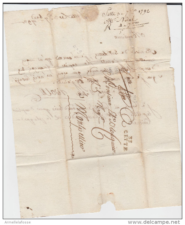 Marque Postale De 1792 CETTE PD 23x9 Nbr Tm6 - 1792-1815: Départements Conquis