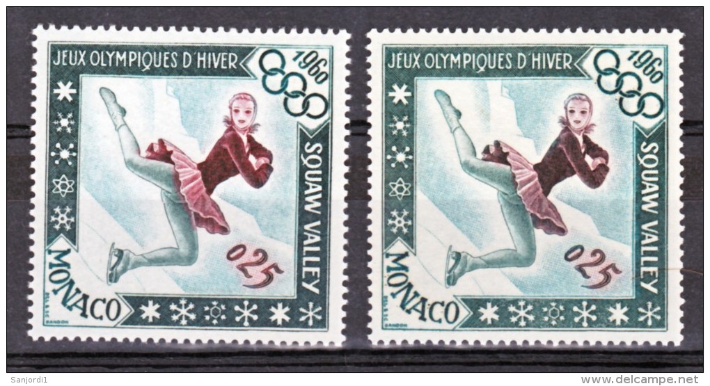 Monaco  536 Variété Rose Et Noir Patineuse Neuf ** TB  MNH Sin Charnela - Variétés