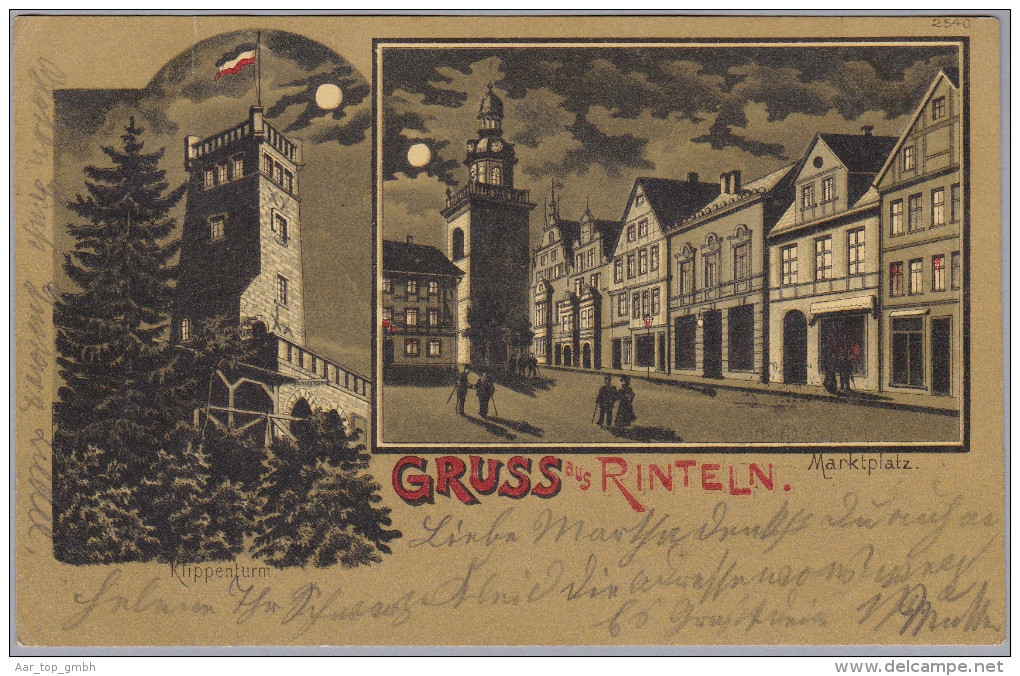 AK DE NS RINTELN 1900-09-17 ZUG 526 Gruss Aus Mondschein Litho - Rinteln