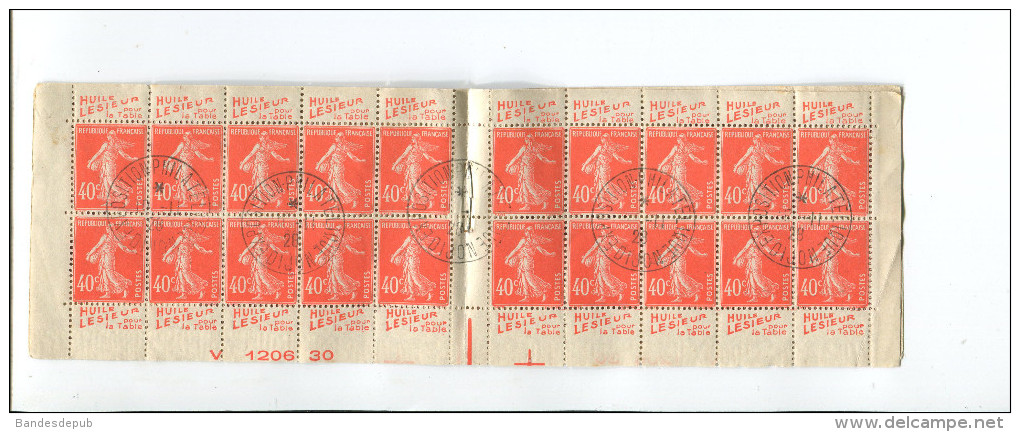 Carnet Pub 20 TIMBRES 0,40 F LE BON GENIE SEMEUSE REINE MONTRES  HUILE LESIEUR CACHET EXPOSITION PHILATHELIQUE DIJON - Autres & Non Classés