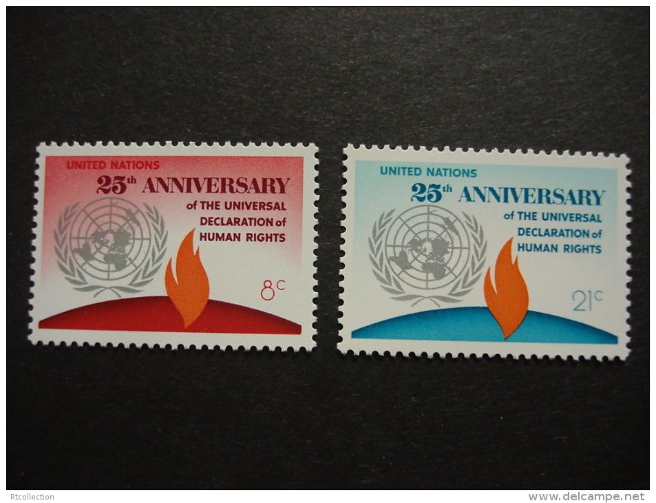 United Nations New York NY 1973 25th Anniversary Universal Declaration Of Human Rights Flame Stamps MNH  SC #242-243 - Other & Unclassified