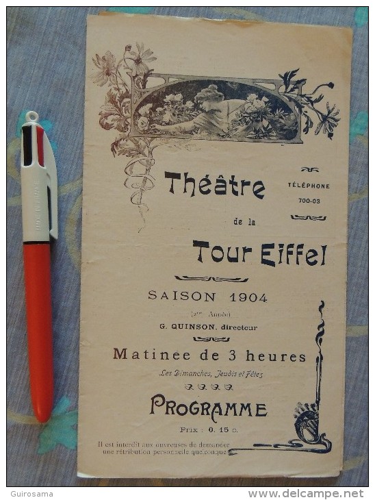 Théâtre De La Tour Eiffel - Saison 1904 - Dess. L. Beuzch (style Art Nouveau) : Lischen Et Fritzschen D´Offenbach - Programmes