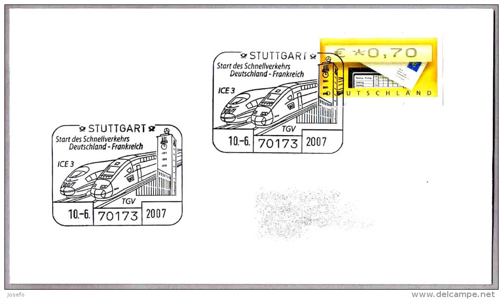CONEXION ALTA VELOCIDAD ALEMANIA-FRANCIA. ICE 3 - TFV. Ferrocarril - Railroad. Stuttgart 2007 - Trains