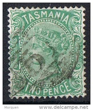 Sello 2 Pence TASMANIA, Yvert Num 36. Grill 5 º - Used Stamps