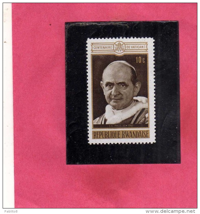 RWANDA REPUBLIQUE RWANDAISE 1970 CENTENARIO DEL VATICANO VATICAN CENTENARY POPE PAUL PAOLO VI  PAPA MNH - Nuovi