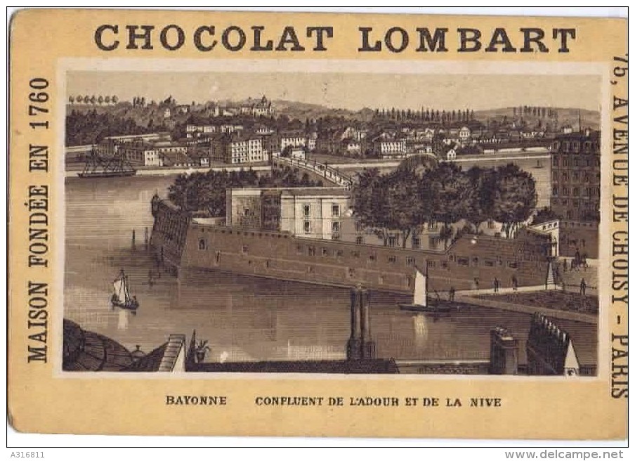 Cromo  CHOCOLAT LOMBART Bayonne Confluent De L Adour Et De La Nive - Lombart