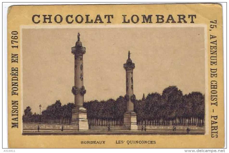 Cromo  CHOCOLAT LOMBART  Bordeaux Les Quinconces - Lombart