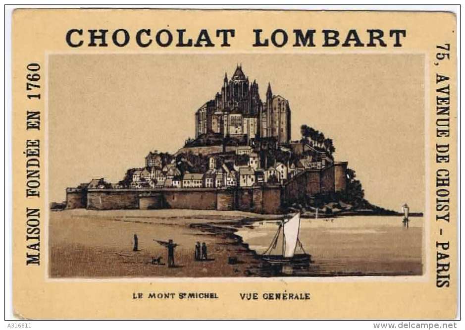 Cromo  CHOCOLAT  LOMBART Le Mont St Michel Vue Generale - Lombart