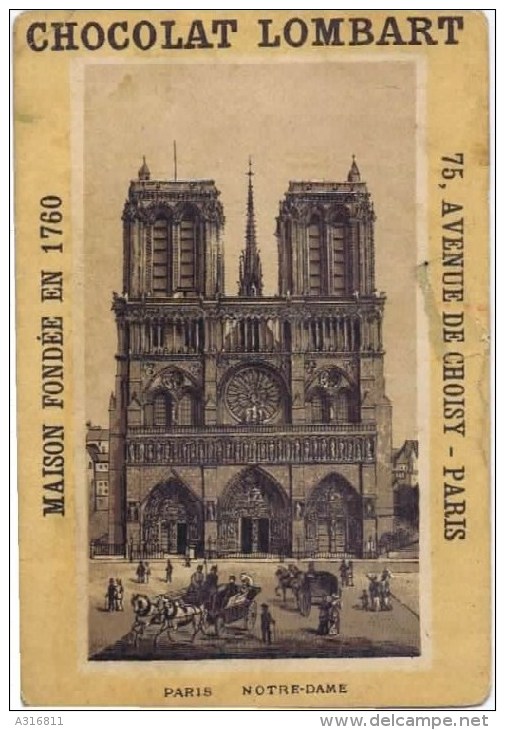 Cromo  CHOCOLAT  LOMBART Paris Notre DAME - Lombart