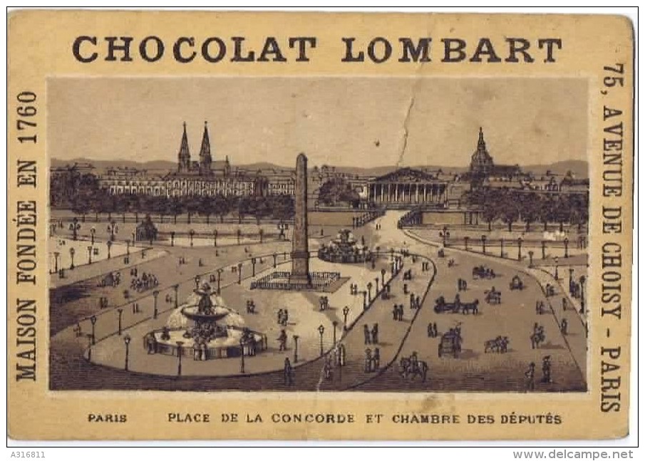 Cromo  CHOCOLAT  LOMBART Paris Place De La Concorde Et Chambre Des Deputés - Lombart