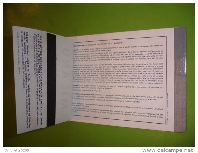 Anno 1963 ALITALIA/ Milano/ Roma Hotel Hilton / Biglietto Passeggeri E Ritiro Bagaglio USATO /Battage Identification Tag - Europe