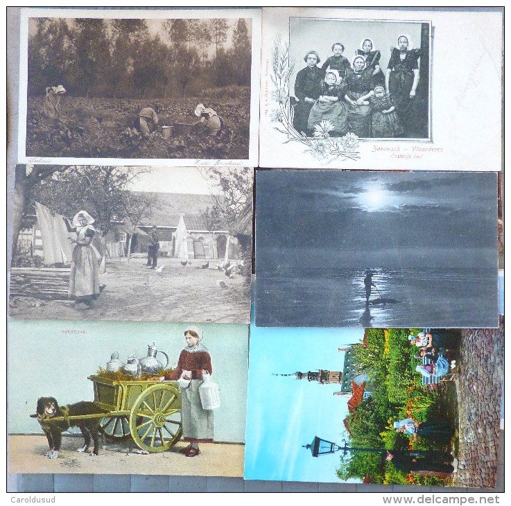 LOT 21 X CPa LITHO Et Photo FOLKLORE PAYS BAS HOLLANDE FEMME ENFANT COSTUME SCENE DE VIE MOULIN Voir Details - Collezioni E Lotti