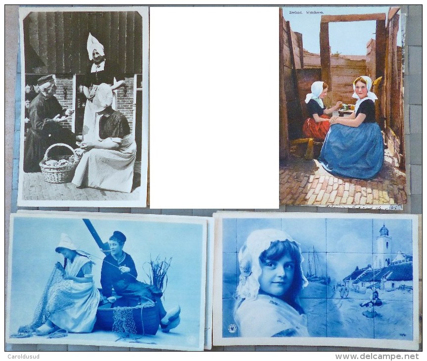 LOT 21 X CPa LITHO Et Photo FOLKLORE PAYS BAS HOLLANDE FEMME ENFANT COSTUME SCENE DE VIE MOULIN Voir Details - Collezioni E Lotti