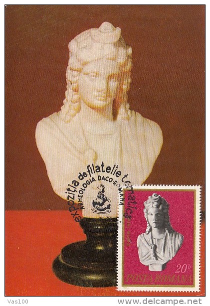 ARCHAEOLOGY, ISIS GODESS BUST, MAXICARD, CARTES MAXIMUM, 1979, ROMANIA - Archaeology