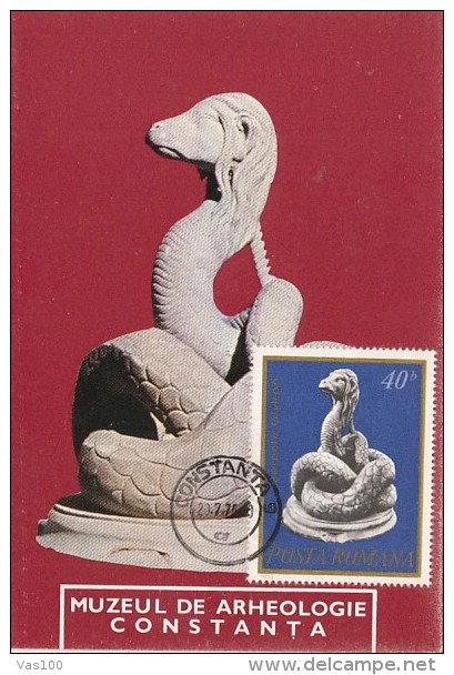 ARCHAEOLOGY, GLYKON SERPENT STATUETTE, MAXICARD, CARTES MAXIMUM, 1975, ROMANIA - Archäologie