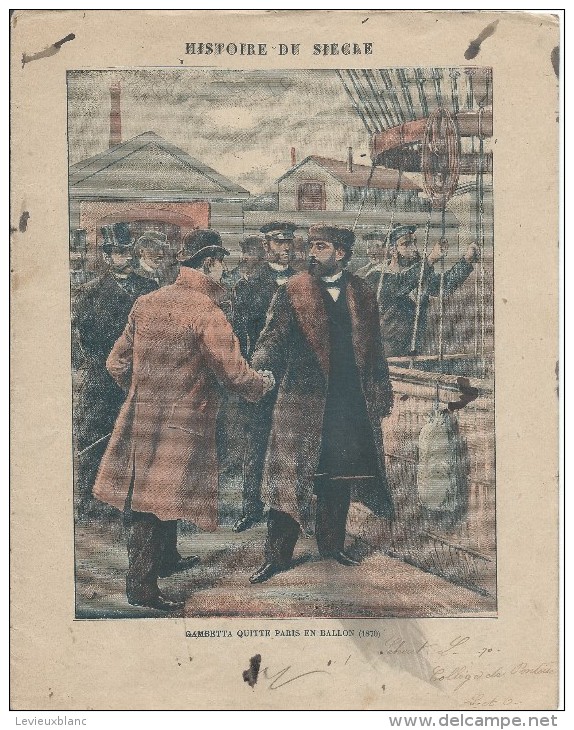 Couverture De Cahier D´écolier/Gambetta Quitte Paris En Ballon/ Histoire Du Siécle/Vers 1895-1905   CAH66 - Autres & Non Classés