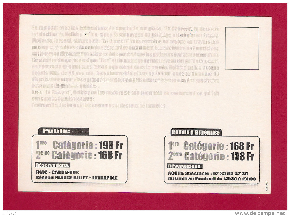 CPM.  Cart'com.   Sport.  Patinage Artistique.  HOLIDAY ON ICE à Rouen.  Avril 2001.   Postcard. - Figure Skating