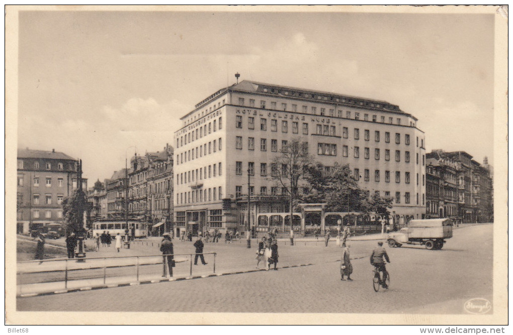 CPSM  - HALLE SAALE RIEBECKPLATZ  - CARTE ANIMEE      - ALLEMAGNE - TIMBRE HITLER - Sonstige & Ohne Zuordnung