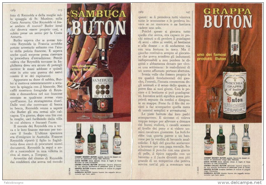 1969 - BUTON (sambuca Grappa Cherry)  -  3  P.  Pubblicità Cm. 13 X 18 - Alcoolici