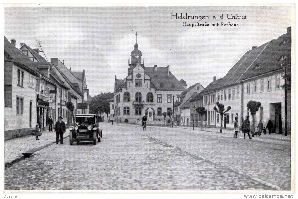 HELDRUNGEN A.d. Unftrut Hauptstrasse Mit Rathaus Oldtimer Karte Um 1920 - Heldrungen