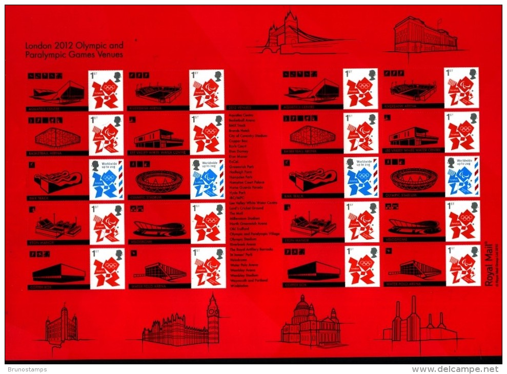 GREAT BRITAIN - 2012  LONDON 2012 OLYMPICS GENERIC SMILERS SHEET   PERFECT CONDITION - Sheets, Plate Blocks & Multiples