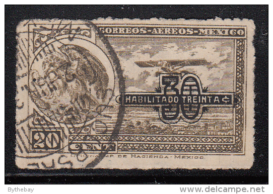 Mexico Used Scott #C46 30c Surcharge On 20c Coat Of Arms, Airplane - Mexique