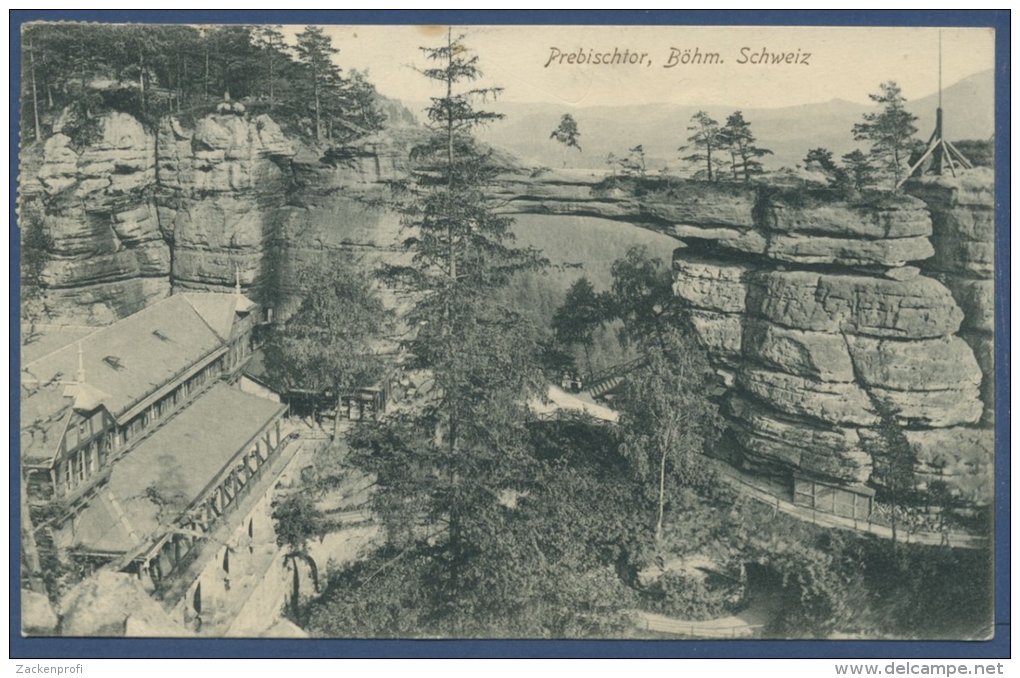 Prebischtor Böhm Schweiz Hotel Falkennest Herrnskretschen, Gelaufen 1912 (AK627) - Sudeten