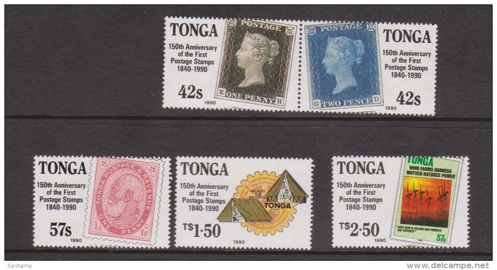 Tonga 1990 Stamp Anniversary Set 5 MNH - Tonga (1970-...)