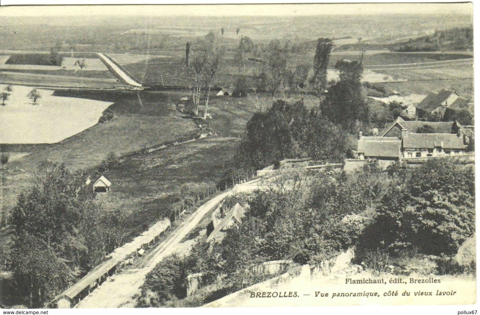 LOT 2 CPA DE BREZOLLES  (EURE ET LOIR)  VUE PANORAMIQUE, CÔTE DU VIEUX LAVOIR. L'EGLISE, VUE PRISE DE L'ETANG - Autres & Non Classés