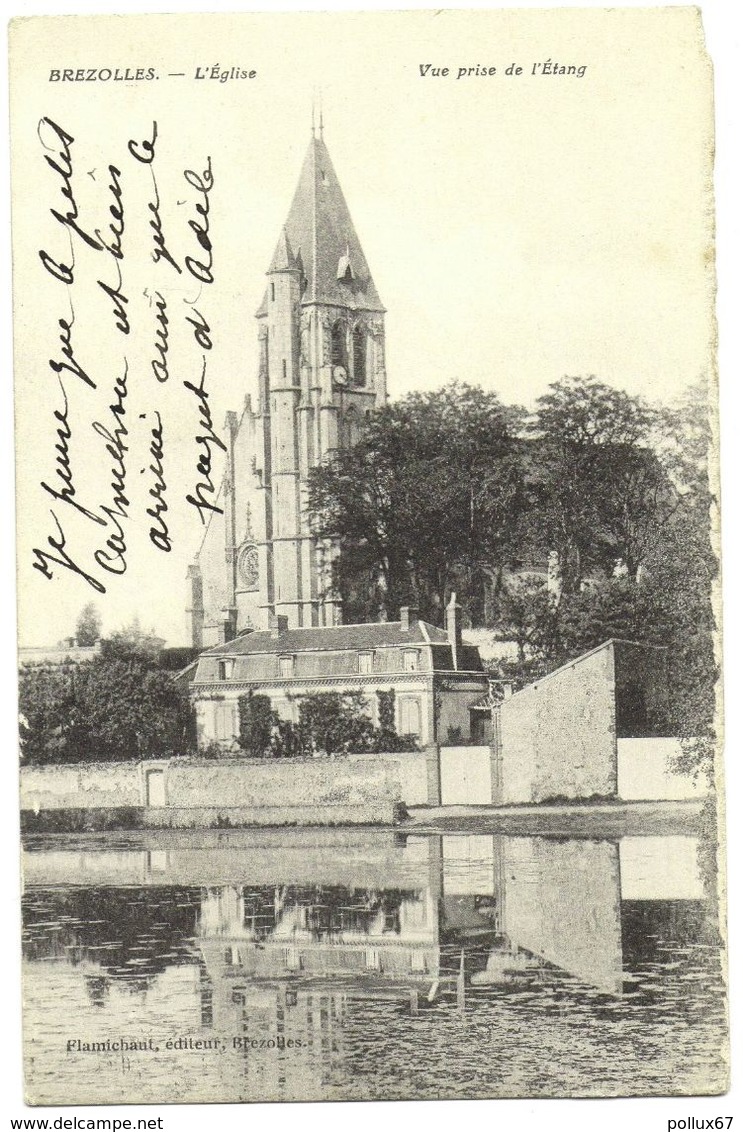 LOT 2 CPA DE BREZOLLES  (EURE ET LOIR)  VUE PANORAMIQUE, CÔTE DU VIEUX LAVOIR. L'EGLISE, VUE PRISE DE L'ETANG - Autres & Non Classés