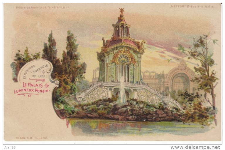 1900 Paris Exposition Universelle, Palais Lumineux Ponsin, C1900s Vintage Hold To Light Postcard - Hold To Light