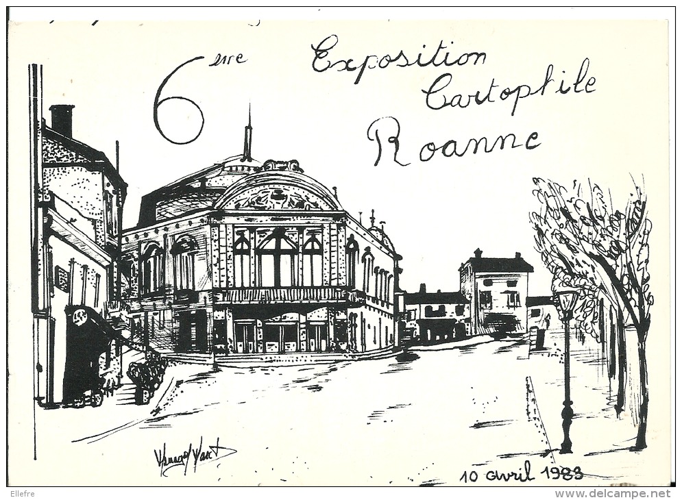 CPM 6 ème Bourse Cartophile De Roanne - 10 AVRIL 1983 - CPM Du Cercle Cartophile De Roannais Illustrateur Signature à - Bourses & Salons De Collections