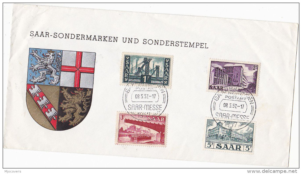 1957 SAAR Multi Stamps  COVER EVENT SAAR FAIRE Illus Heraldic Lion - Covers & Documents
