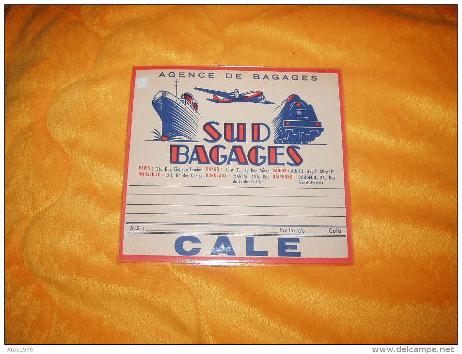 PETIT DOCUMENT VIERGE DATE ?. / AGENCE DE BAGAGES / SUD BAGAGES / CALE. - Autres & Non Classés