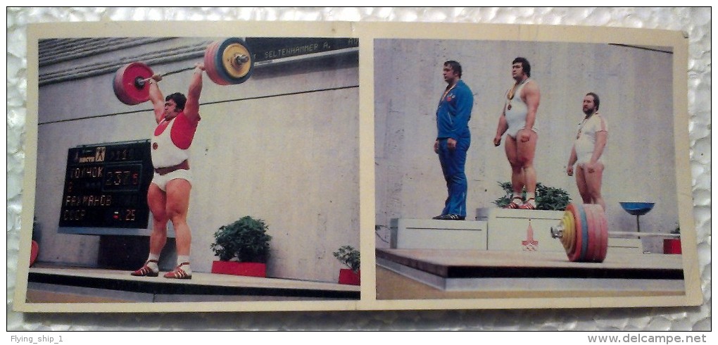 Retro Russian Olympic Postcard S. Rakhmanov Super Heavyweight 1980 Olimpics Weight Lifting Champion - Haltérophilie