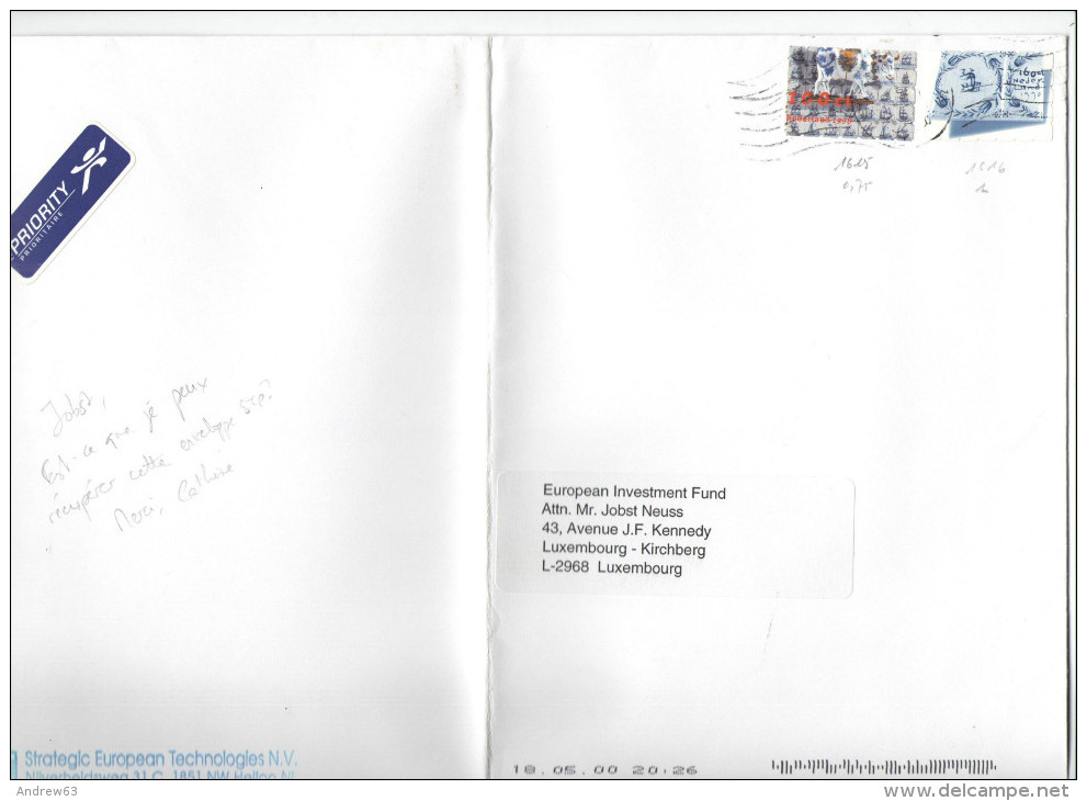 OLANDA - NEDERLAND - Paesi Bassi - 2000 - Large Envelope - Prioritaire - 2 Stamps - Viaggiata Da Amsterdam Per Luxemb... - Cartas & Documentos