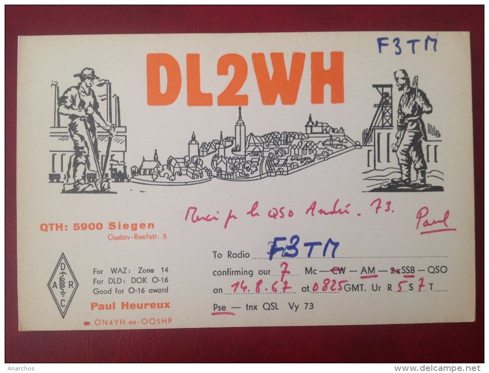 QTH QSL Radio Amateur Germany 5900 SIEGEN Paul Heureux - Siegen