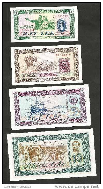 ALBANIA - 1 / 3 / 5 / 10 LEK (1976) - LOT Of 4 DIFFERENT BANKNOTES - Albanië