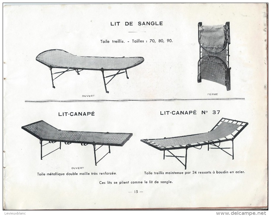Catalogue/Ameublement/ Literie / Sommiers/Lits Cages/Valises Lits/Artmann/Rue Jean-colly/Paris/Vers 1932      CAT106 - Autres & Non Classés