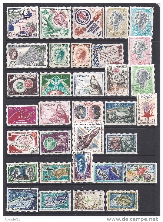 MONACO - Lot De 33 Timbres Oblitérés - Cote : 40 € - Usados