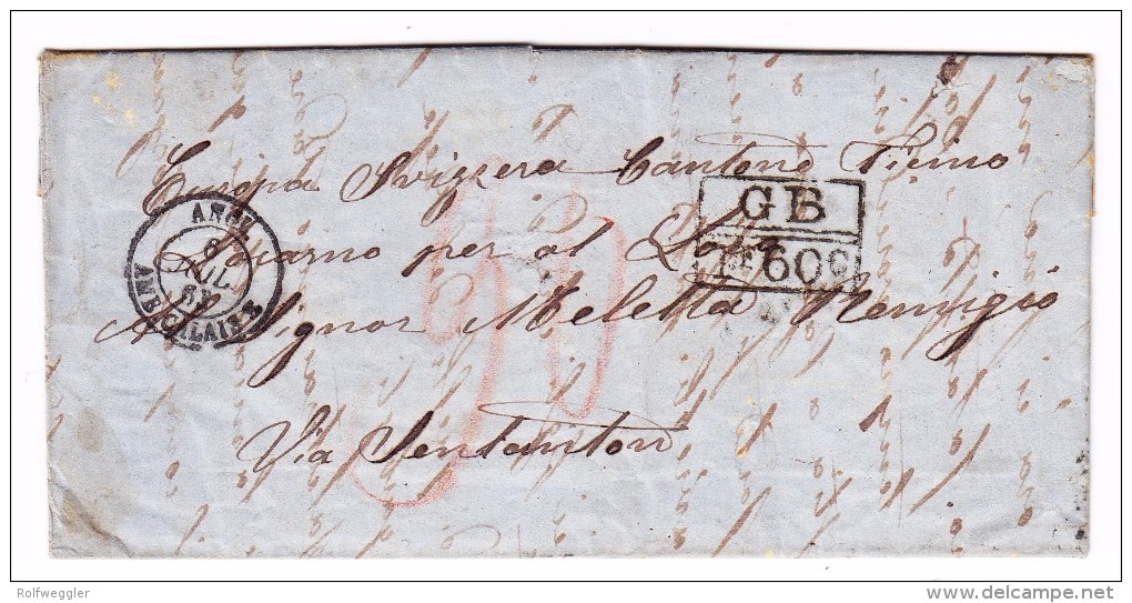 Heimat Tessin Locarno 9.7.1863 AK-St. Brief Aus Buenos-Aires Transit-St. London Und Paris - Buenos Aires (1858-1864)