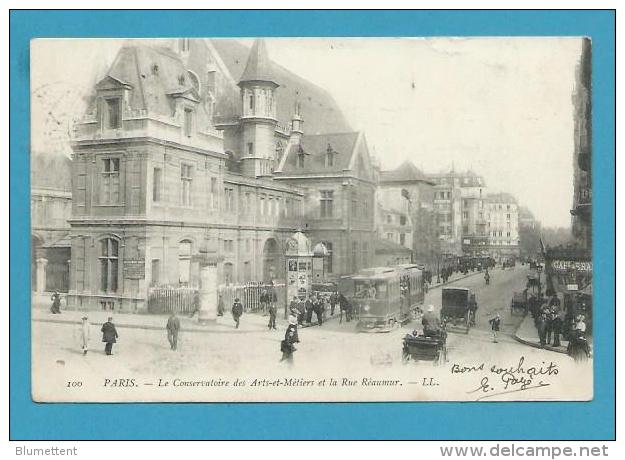 CPA 100 - Le Conservatoire Des Arts Et Métiers Et La Rue Réaumur - Tramway PARIS IIIème - Distretto: 03