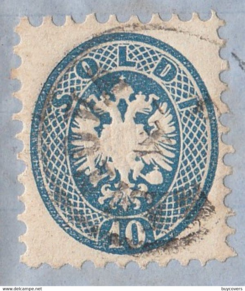 LV166 - 4 Gennaio 1866  - Involucro Da Mantova A Desenzano Con 10 Soldi Azzurro . Sass. N 44 .  Leggi - Lombardo-Vénétie