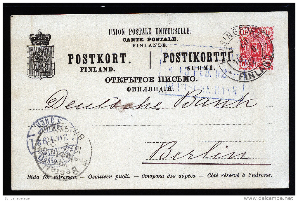 A3411) Finland Finnland Karte Von Helsingfors 10.2.1892 Nach Berlin - Briefe U. Dokumente