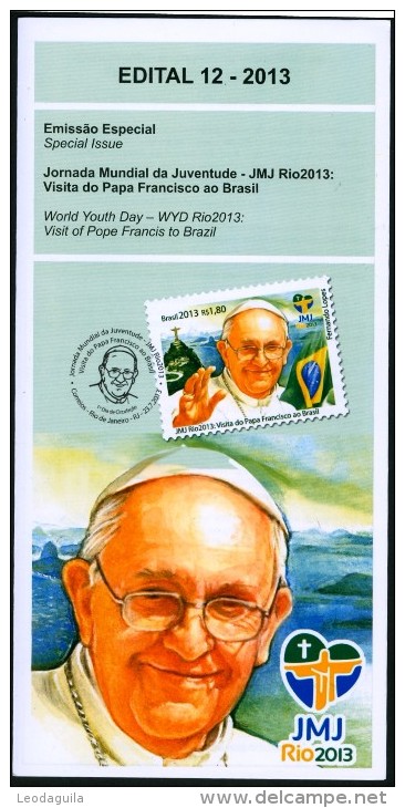 BRAZIL 2013  -  POPE FRANCISCO  -  OFFICIAL BROCHURE - EDICT #12 - Lettres & Documents