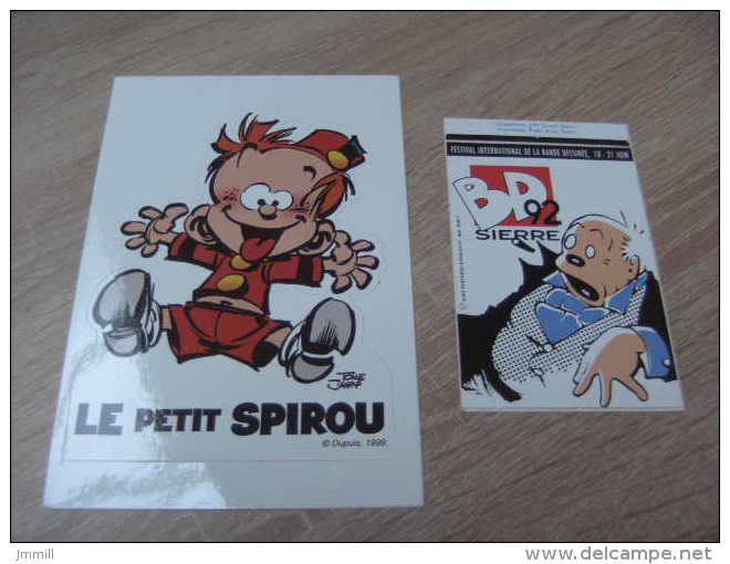 Lot De Deux Autocollant Bd Petit Spirou Et Festival Bd Serre 1992 - Autocolantes